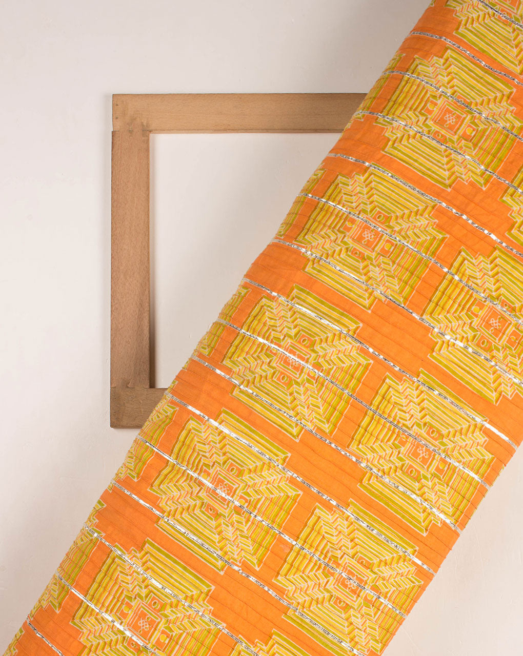 Screen Print Gota Patti Pin-Tucks Cotton Fabric ( Width 38 Inch ) - Fabriclore.com