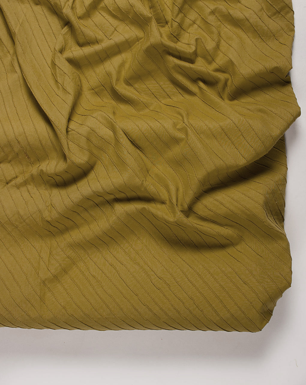 ( Pre Cut 50 CM ) Green Pin-Tucks Cotton Fabric ( Width 40 Inch )