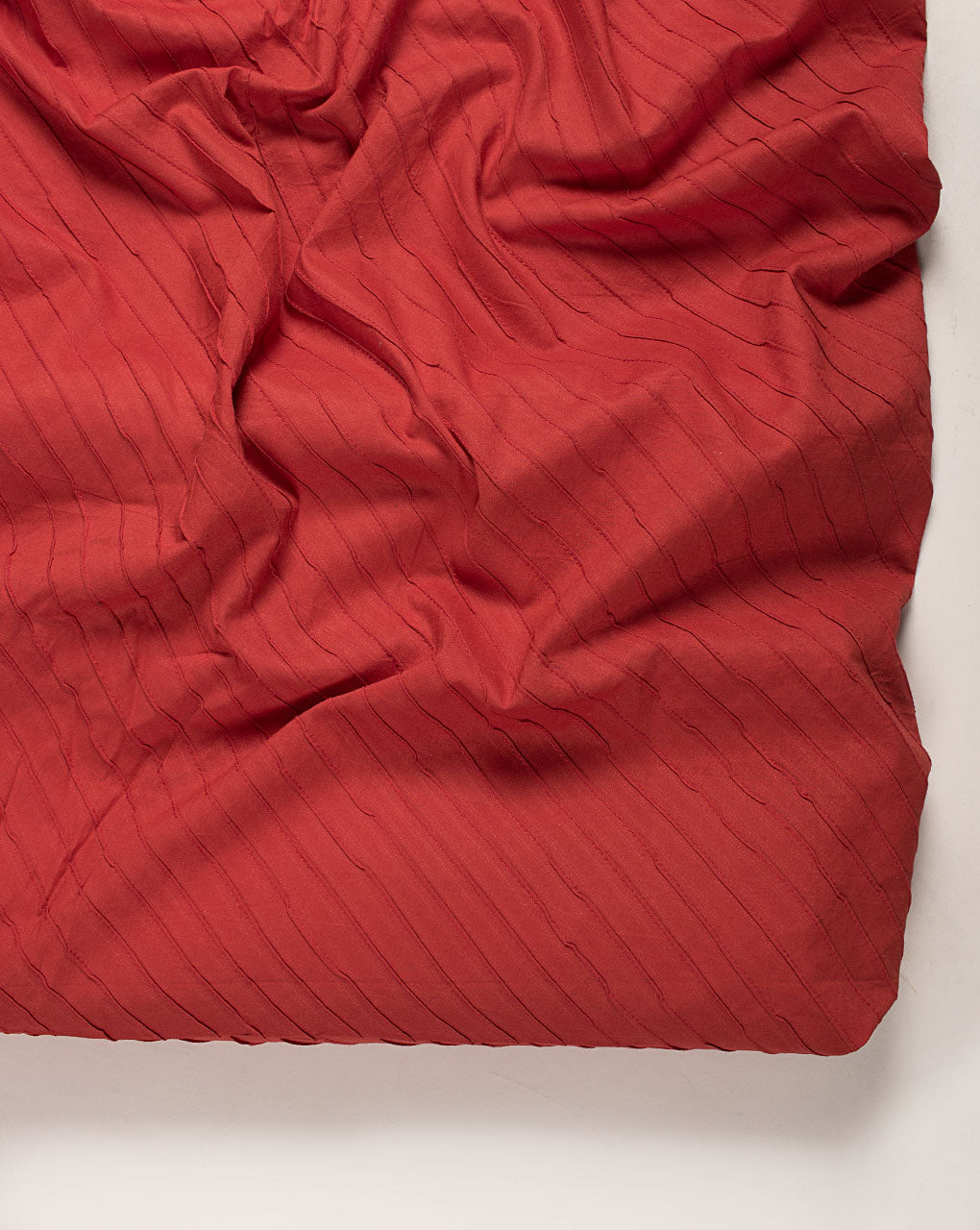 ( Pre Cut 50 CM ) Red Pin-Tucks Cotton Fabric