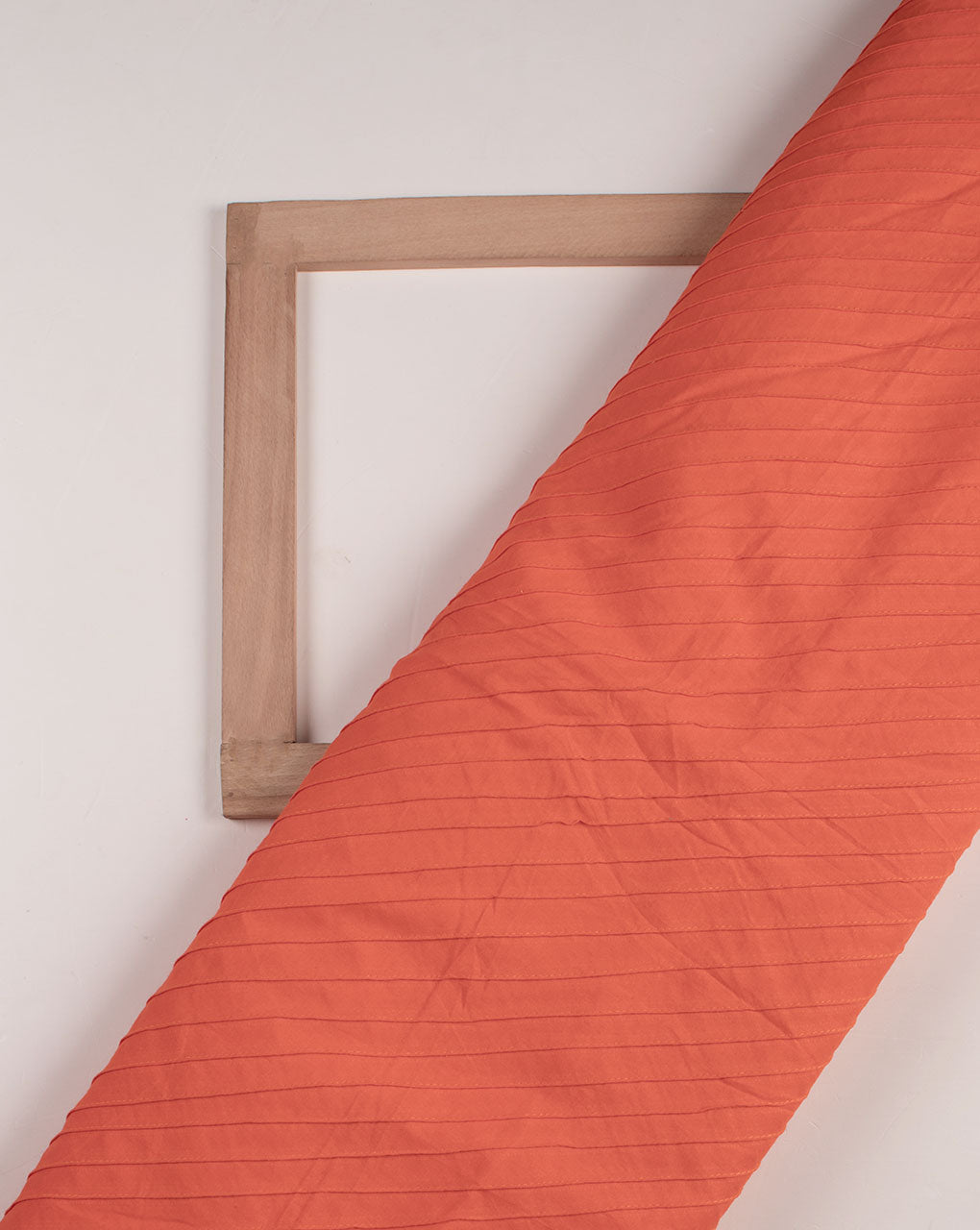 Orange Pin-Tucks Cotton Fabric ( Width 40 Inch ) - Fabriclore.com