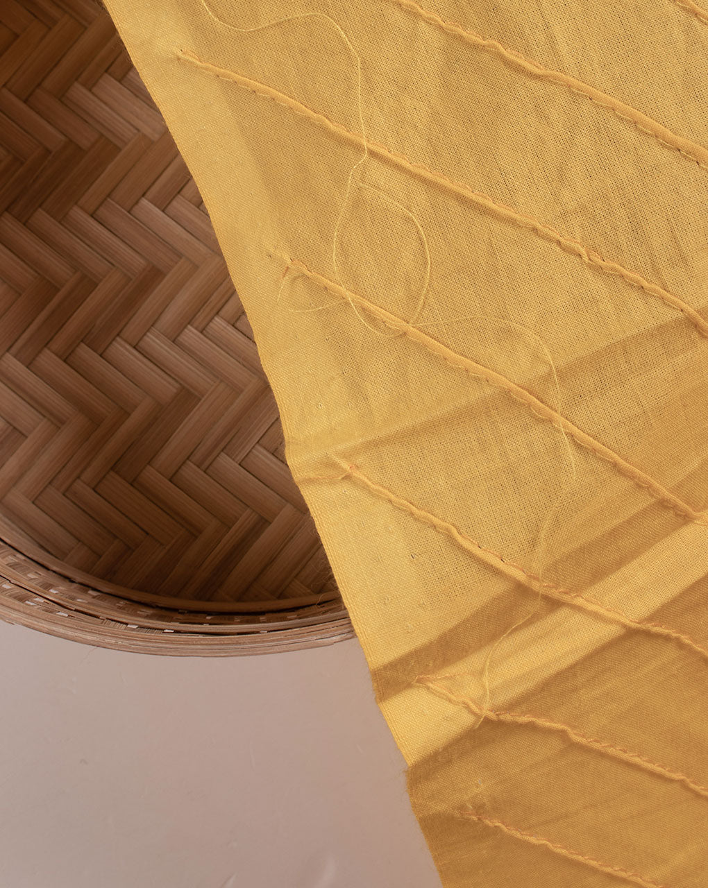 Yellow Pin-Tucks Cotton Fabric ( Width 40 Inch ) - Fabriclore.com