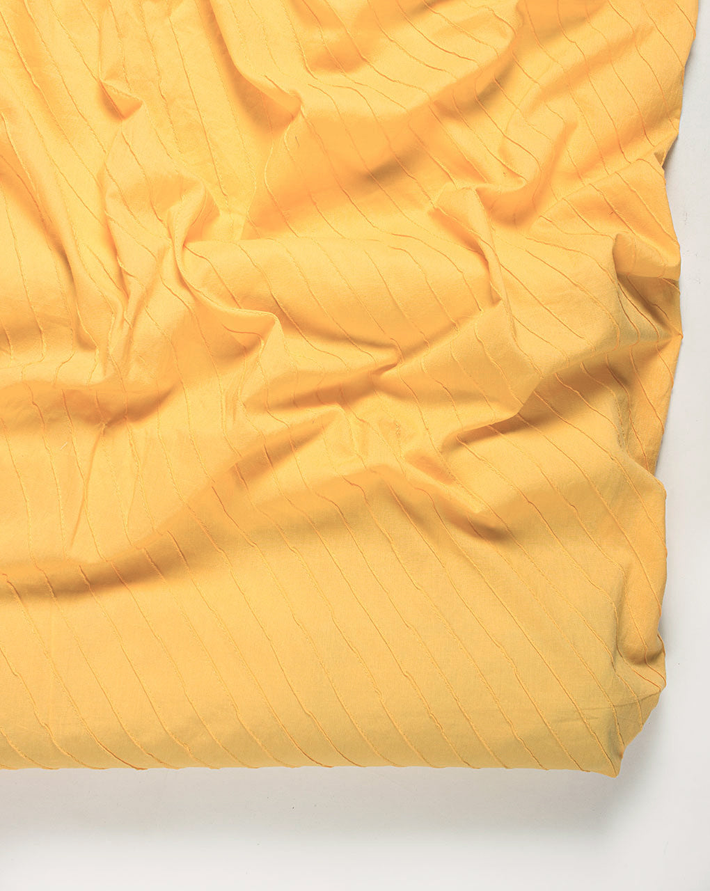 Yellow Pin-Tucks Cotton Fabric