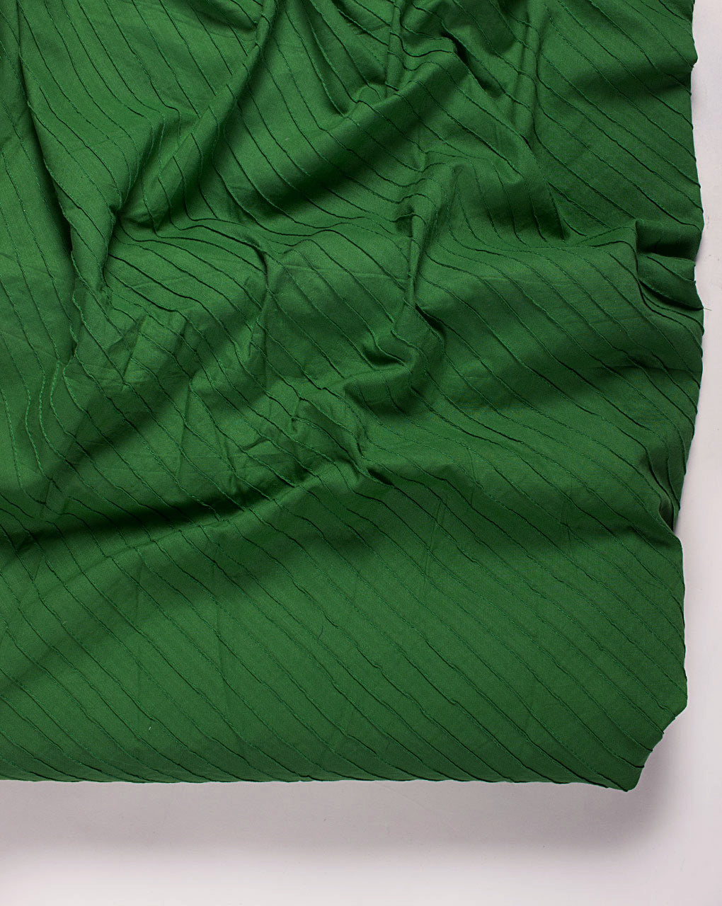 Green Pin-Tucks Cotton Fabric