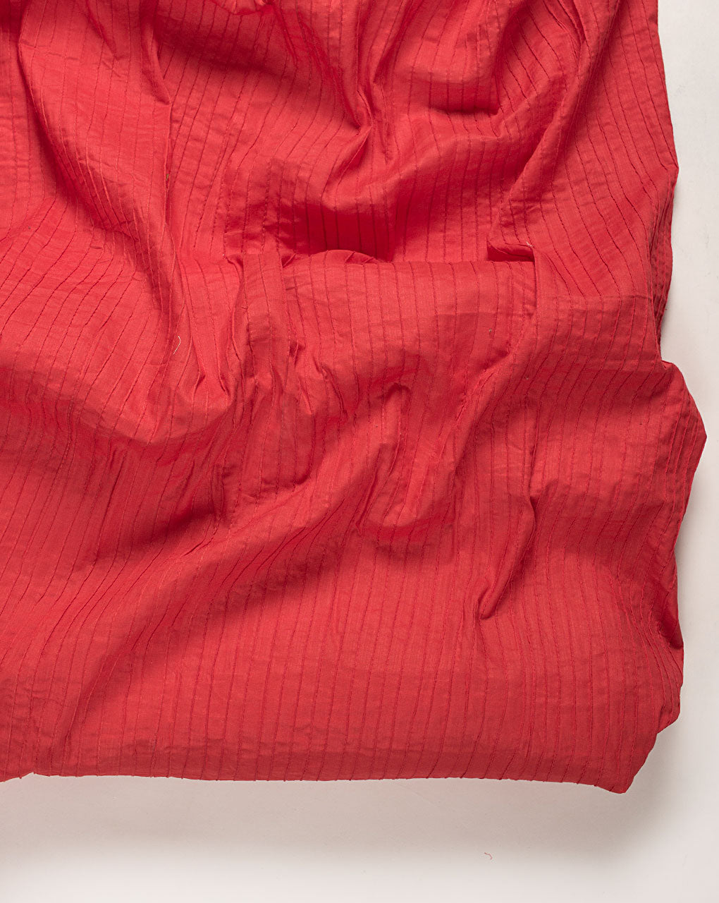 Red Pin-Tucks Cotton Fabric
