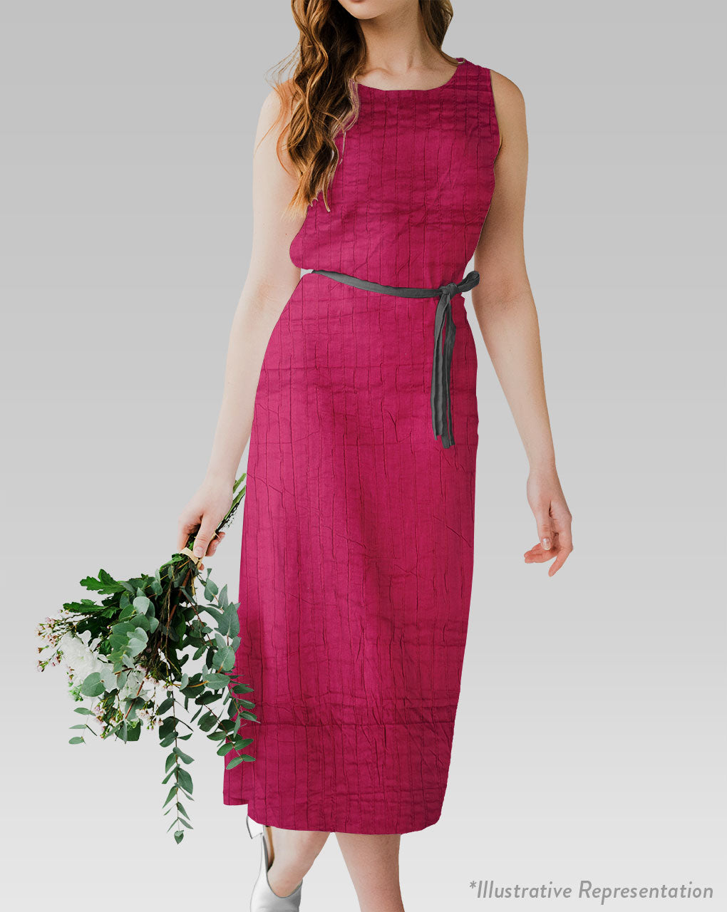 Fuchsia Pin-Tucks Rayon Fabric ( Width 36 Inch ) - Fabriclore.com