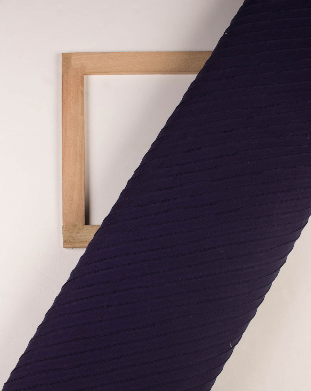 Navy Blue Stripes Pin-Tucks Cotton Fabric - Fabriclore.com