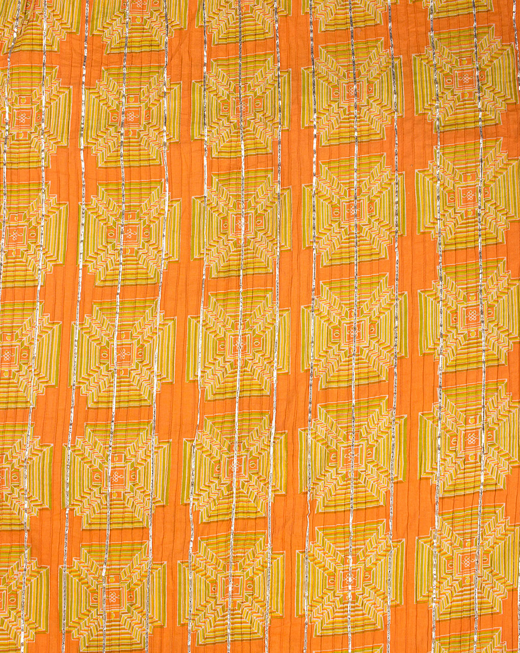 Screen Print Gota Patti Pin-Tucks Cotton Fabric ( Width 38 Inch ) - Fabriclore.com