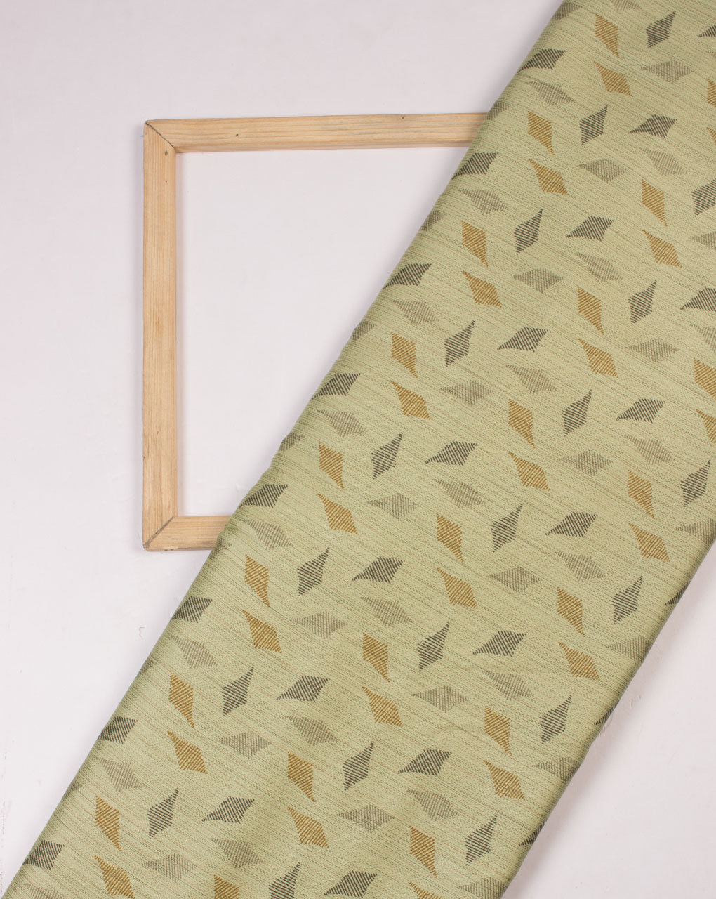 Green Grey Geometric Foil Screen Print Poly Cotton Fabric - Fabriclore.com