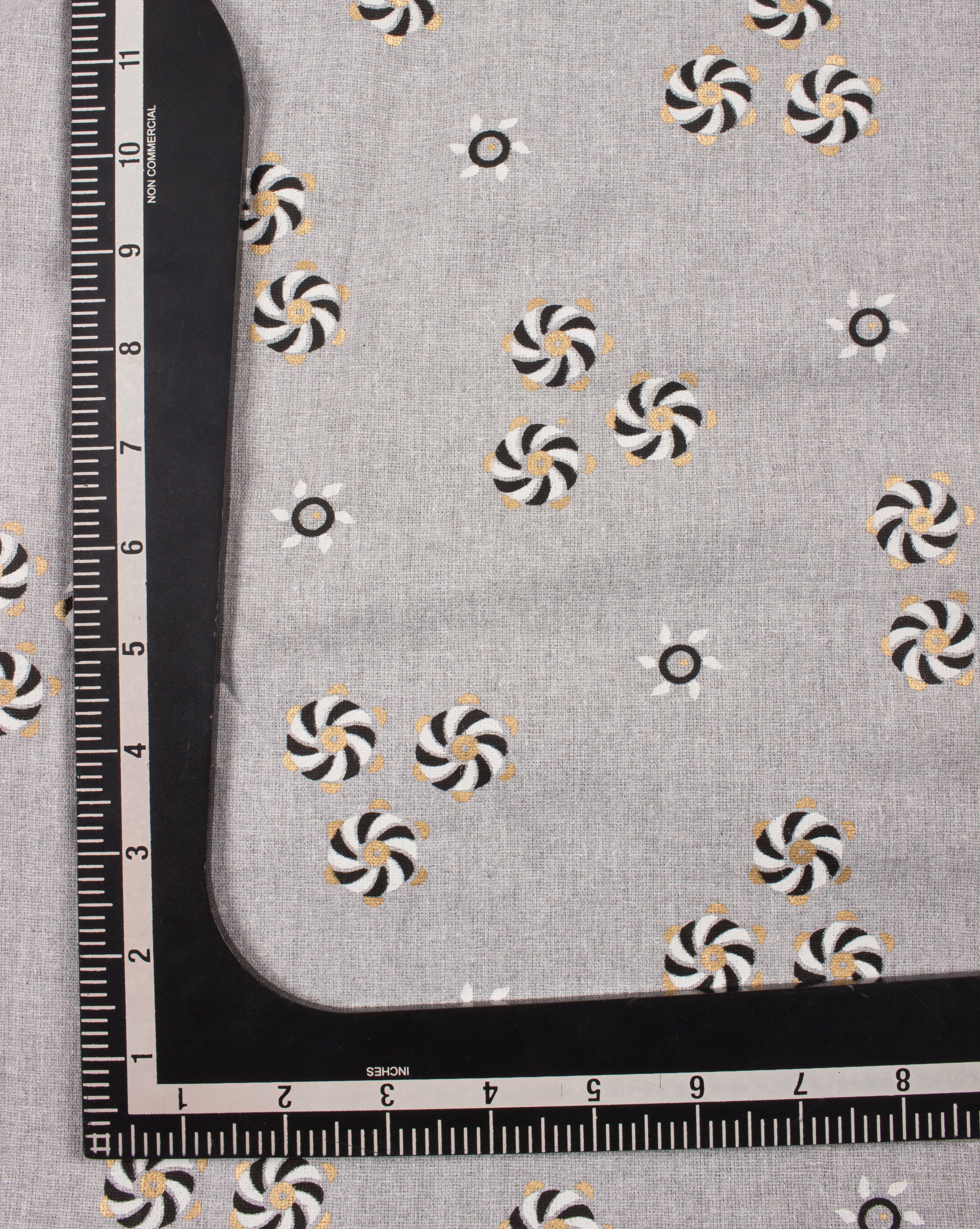 Geometric Foil Screen Print Flex Cotton Fabric - Fabriclore.com