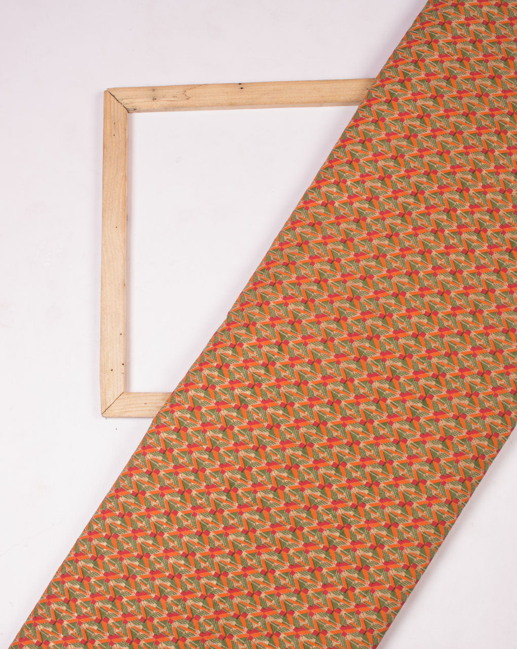 Green Orange Floral Pattern Foil Screen Print Cotton Fabric - Fabriclore.com