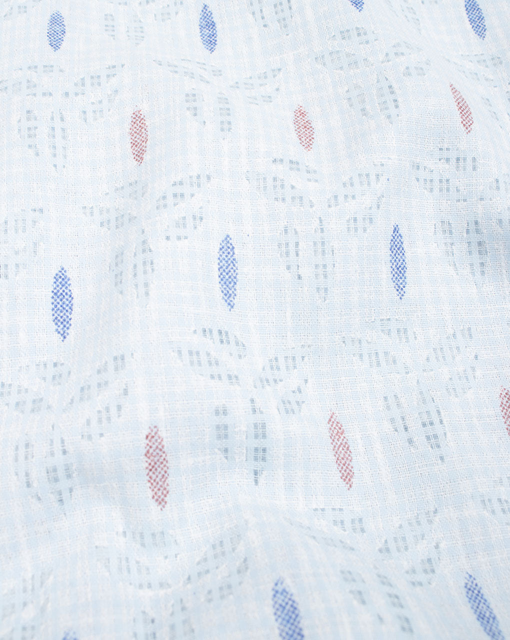 Sky Blue Geometric Pattern Burnout Brasso Screen Print Cotton Fabric - Fabriclore.com