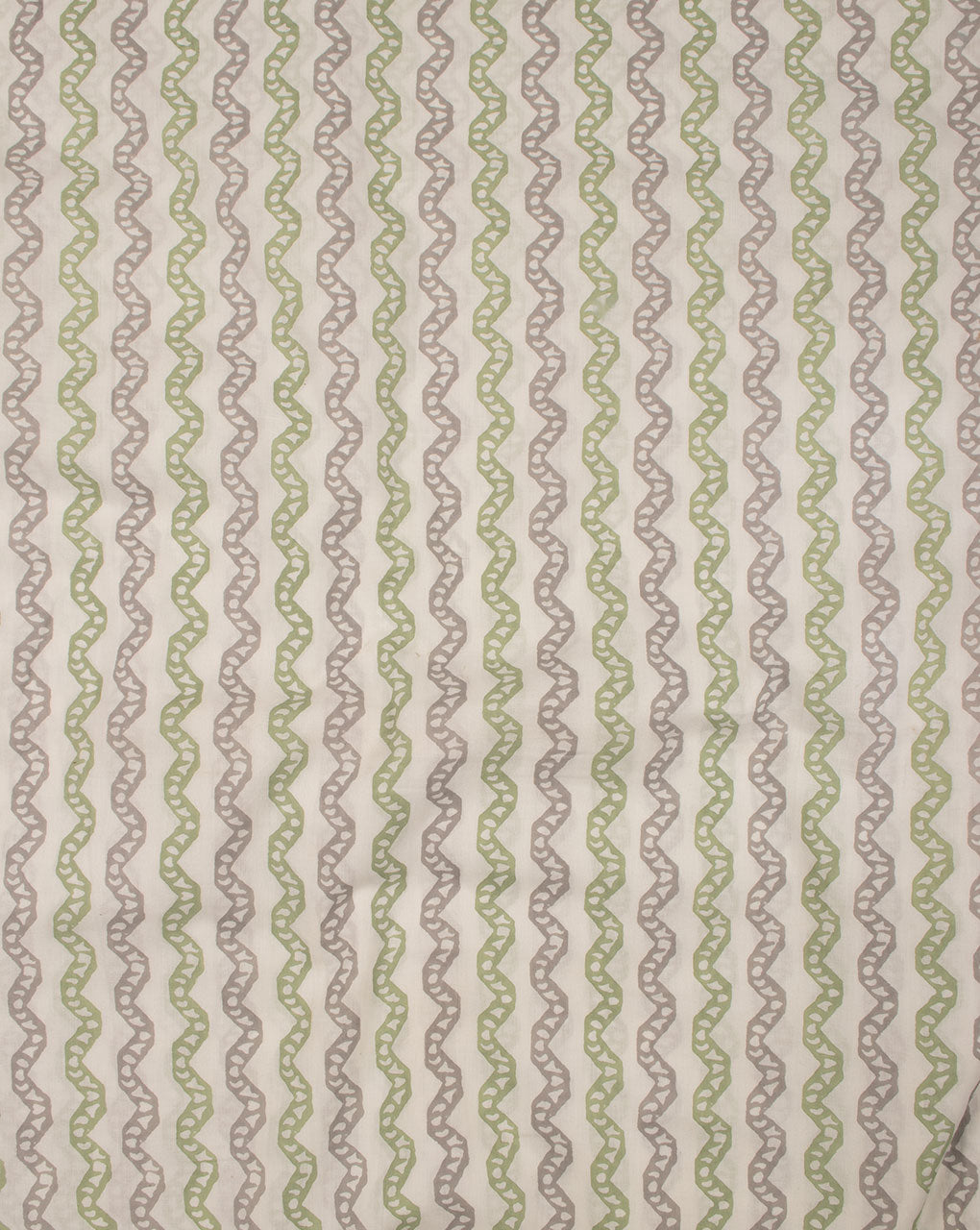 White Green Pattern Screen Print Cotton Fabric - Fabriclore.com
