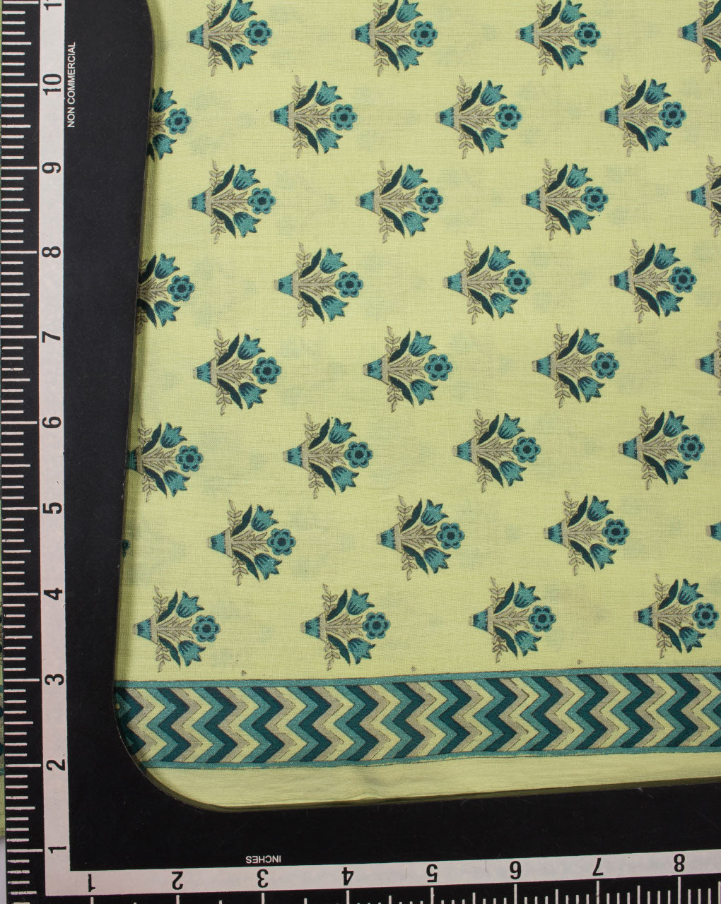 Green Teal Booti Pattern Foil Screen Print Cotton Fabric - Fabriclore.com