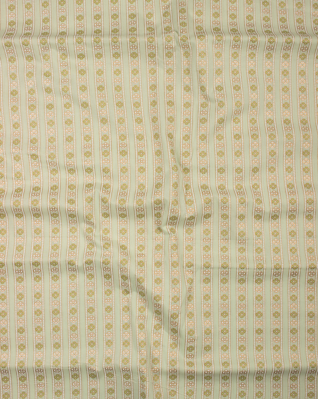 Sea Green Gold Stripes Pattern Foil Screen Print Cotton Fabric - Fabriclore.com