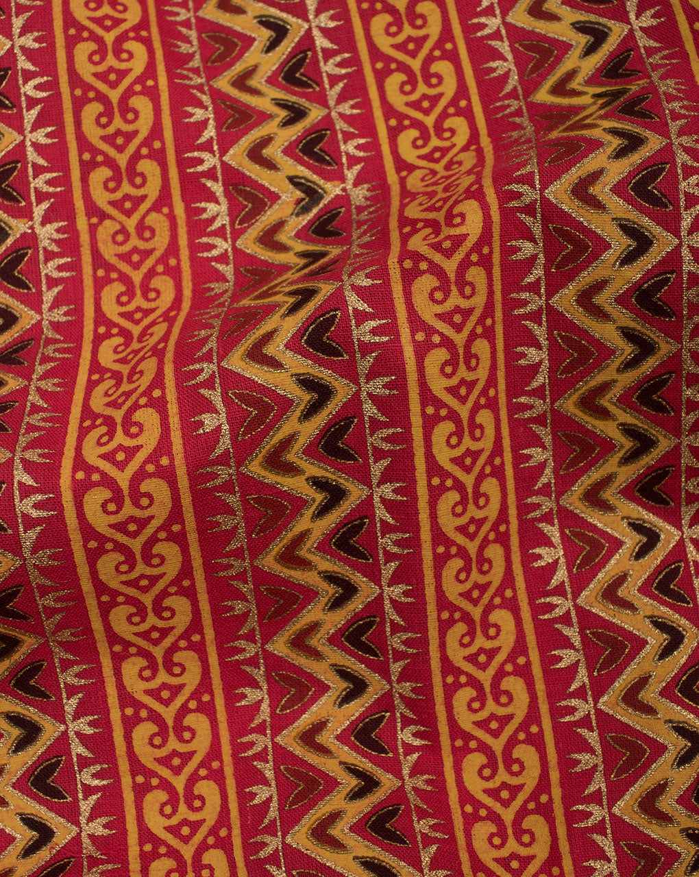 Red Yellow Stripes Pattern Foil Screen Print Cotton Fabric - Fabriclore.com