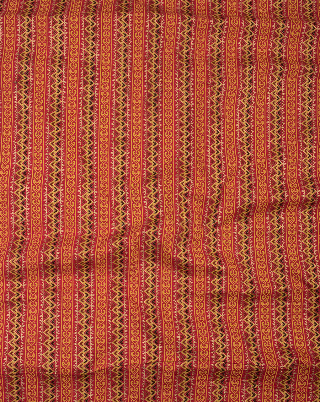 Red Yellow Stripes Pattern Foil Screen Print Cotton Fabric - Fabriclore.com