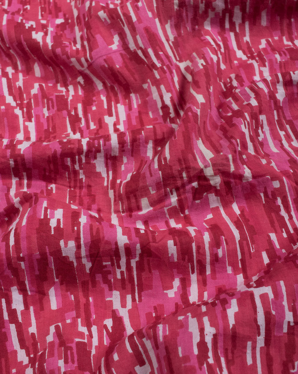 Fuchsia Pink Abstract Pattern Screen Print Cotton Fabric - Fabriclore.com