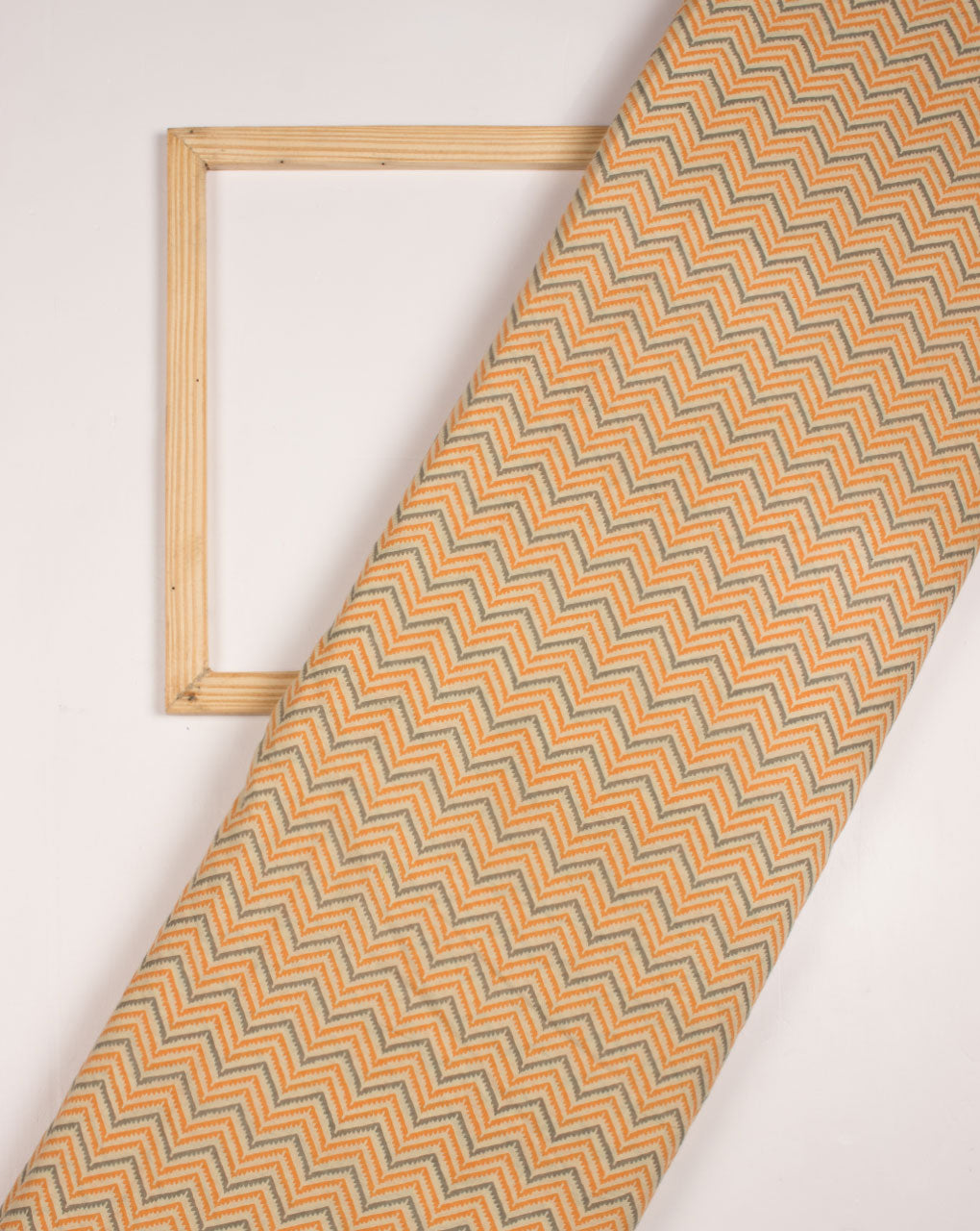 Yellow Grey Chevron Pattern Screen Print Cotton Fabric - Fabriclore.com