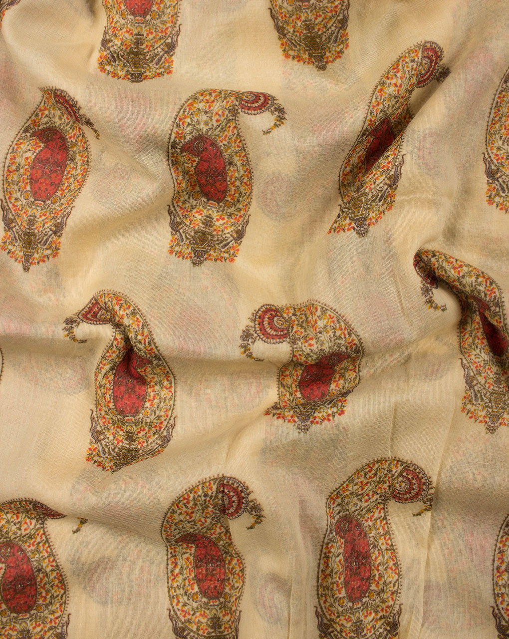 Paisley Screen Print Voil Cotton Fabric - Fabriclore.com
