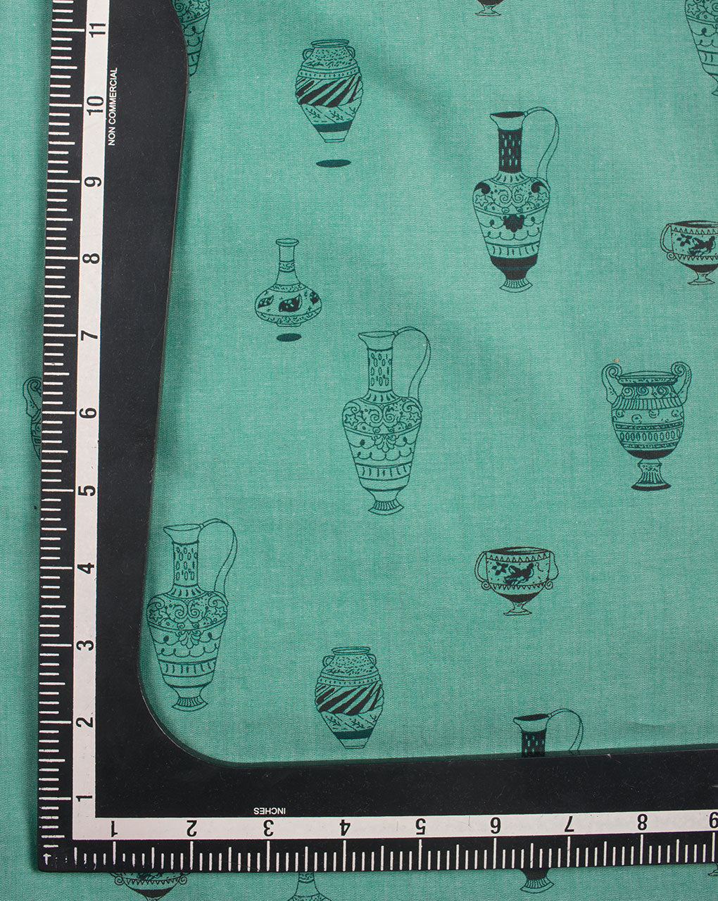 Green Objects Screen Print Cotton Fabric ( Width 58 Inch) - Fabriclore.com
