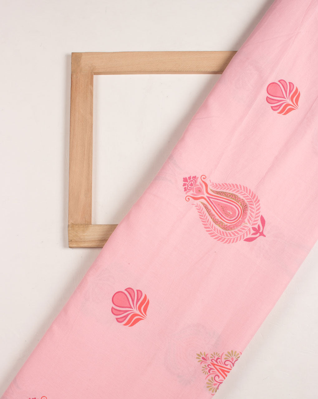 Pink Boota Foil Screen Print Cotton Fabric - Fabriclore.com