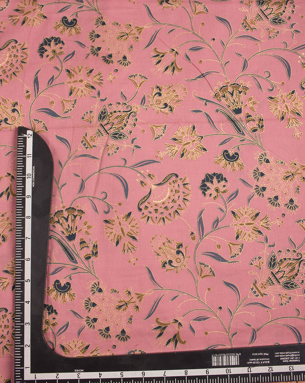 Pink Floral Foil Screen Print Cotton Fabric - Fabriclore.com