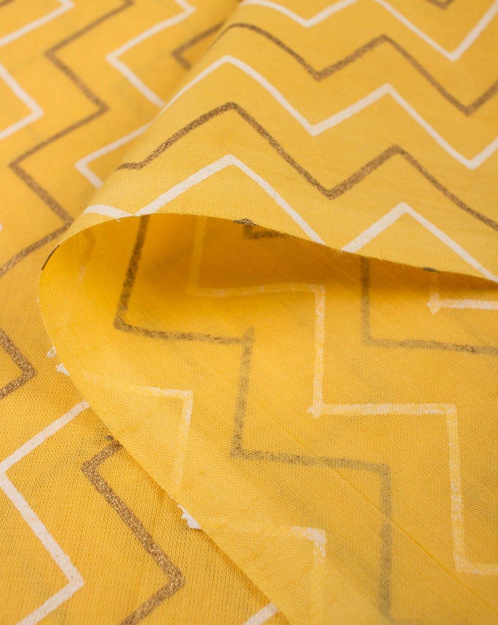 ( Pre-Cut 1.25 MTR ) Chevron Foil Screen Print Cotton Fabric - Fabriclore.com