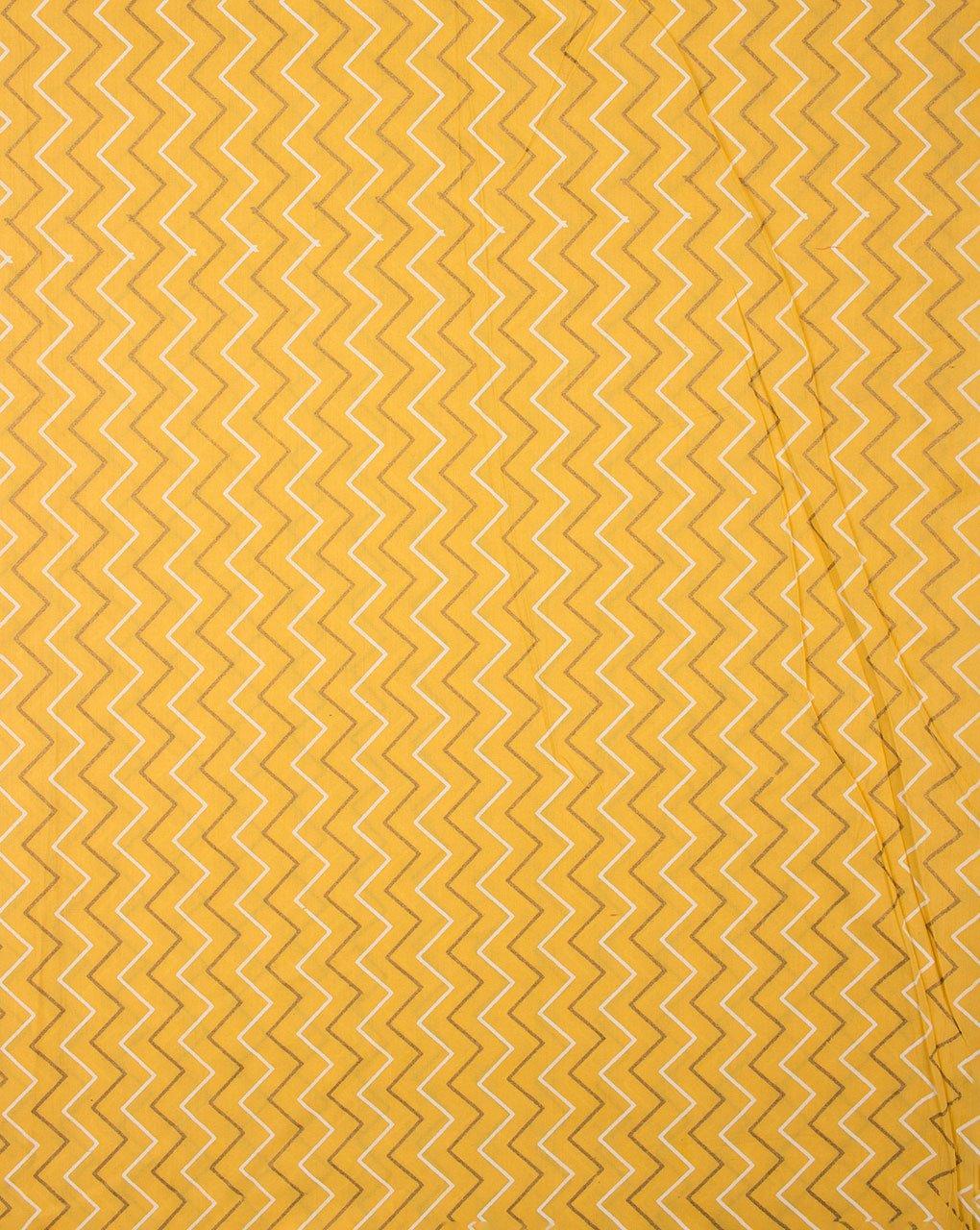 ( Pre-Cut 1.25 MTR ) Chevron Foil Screen Print Cotton Fabric - Fabriclore.com