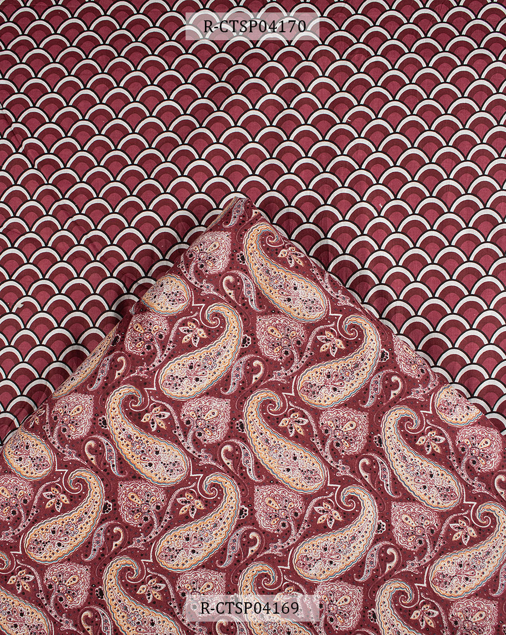 ( Pre Cut 90 CM ) Paisley Screen Print Cotton Fabric