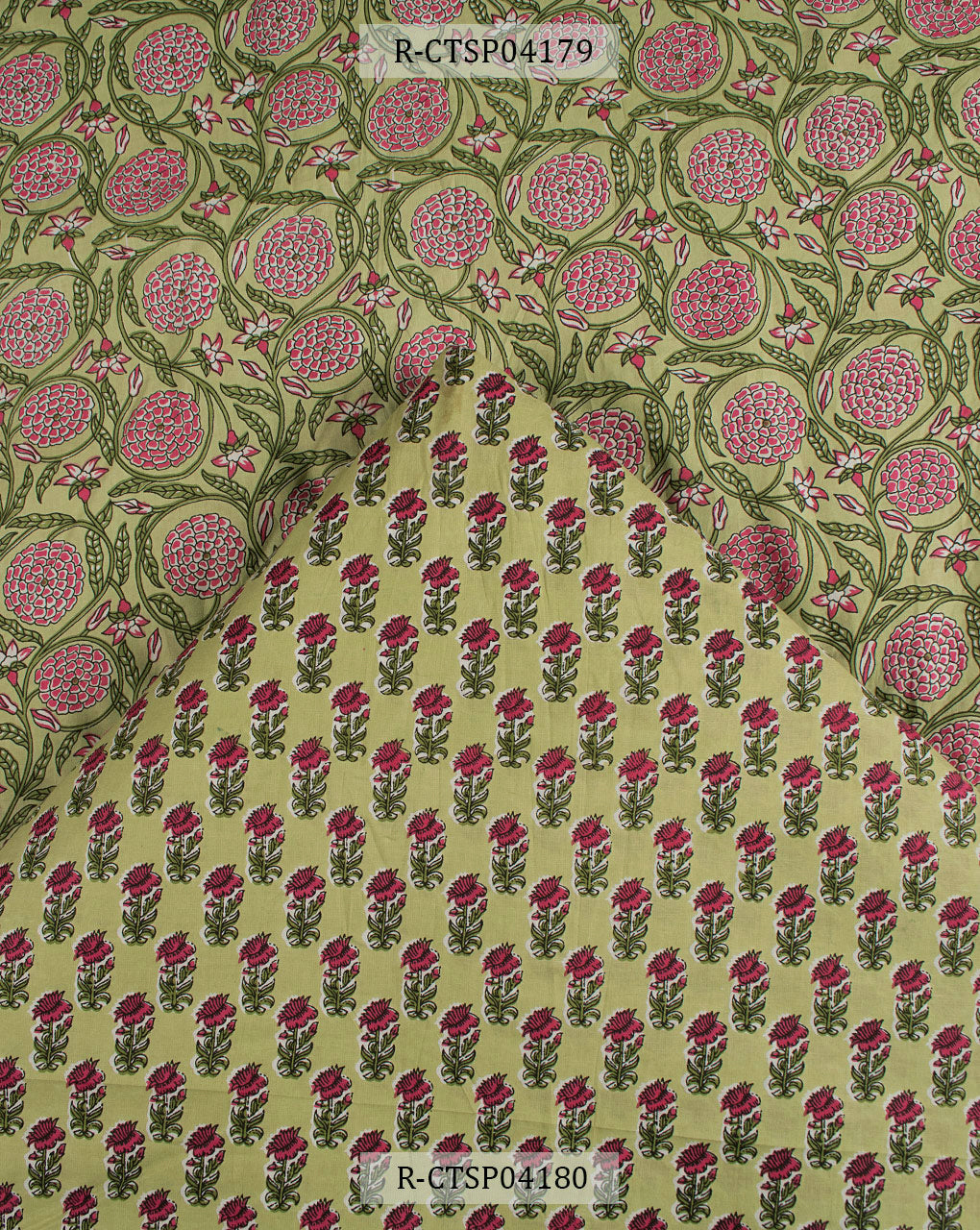 ( Pre Cut 90 CM ) Floral Screen Print Cotton Fabric