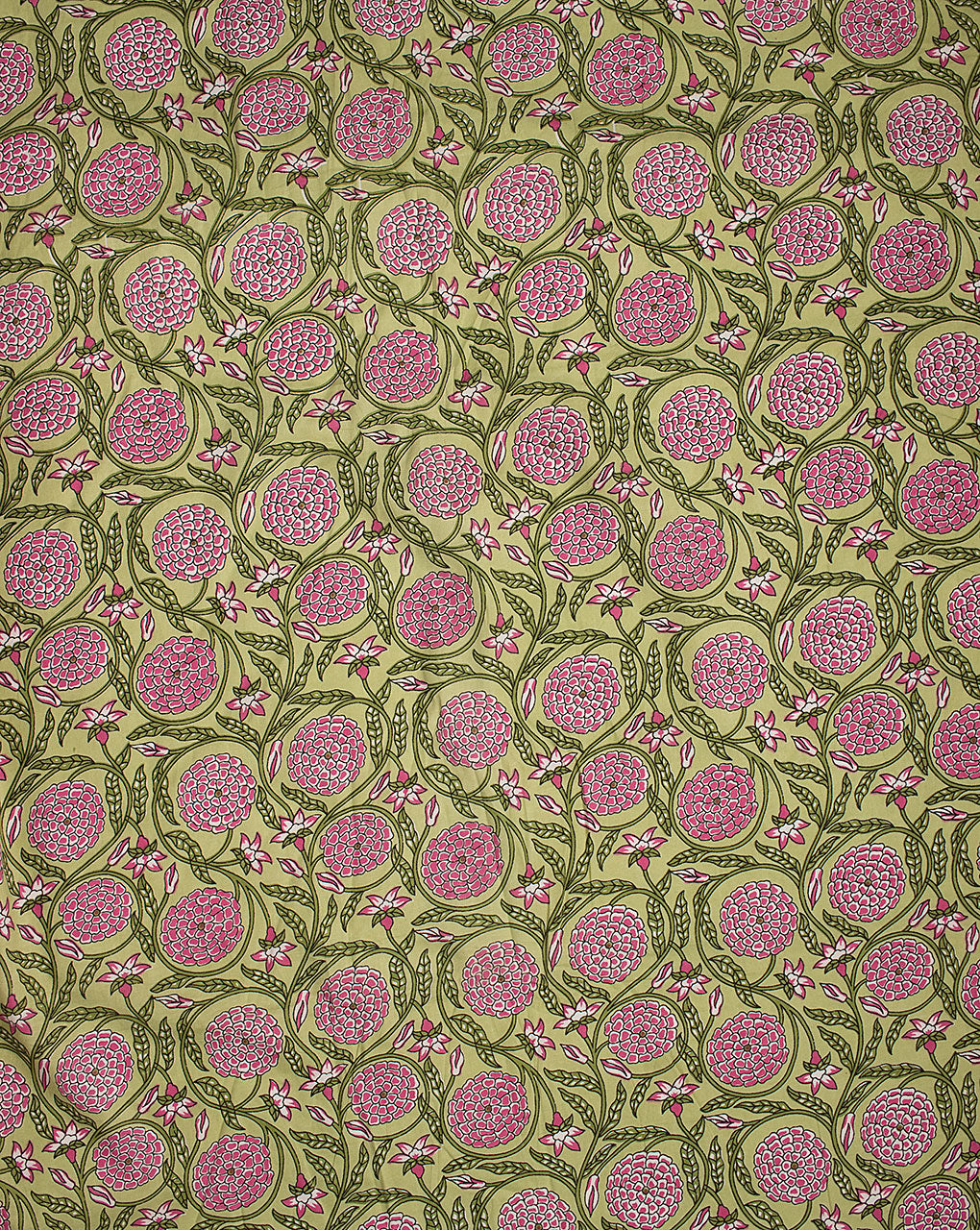 ( Pre Cut 90 CM ) Floral Screen Print Cotton Fabric