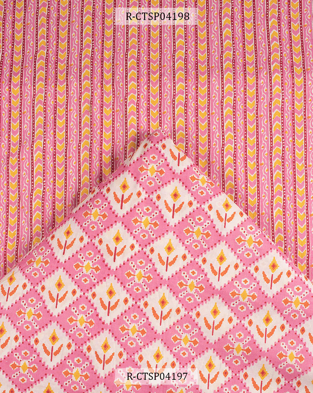 ( Pre Cut 75 CM ) Stripes Screen Print Cotton Fabric