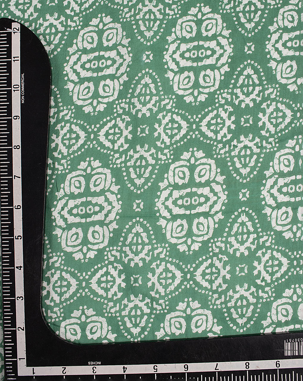 Green Floral Screen Print Cotton Fabric