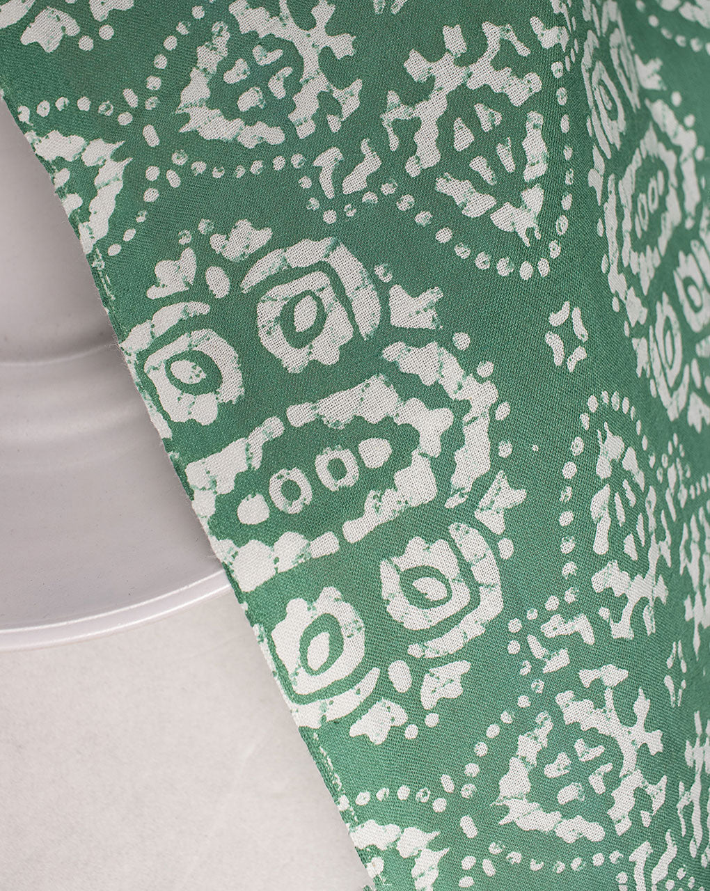 Green Floral Screen Print Cotton Fabric