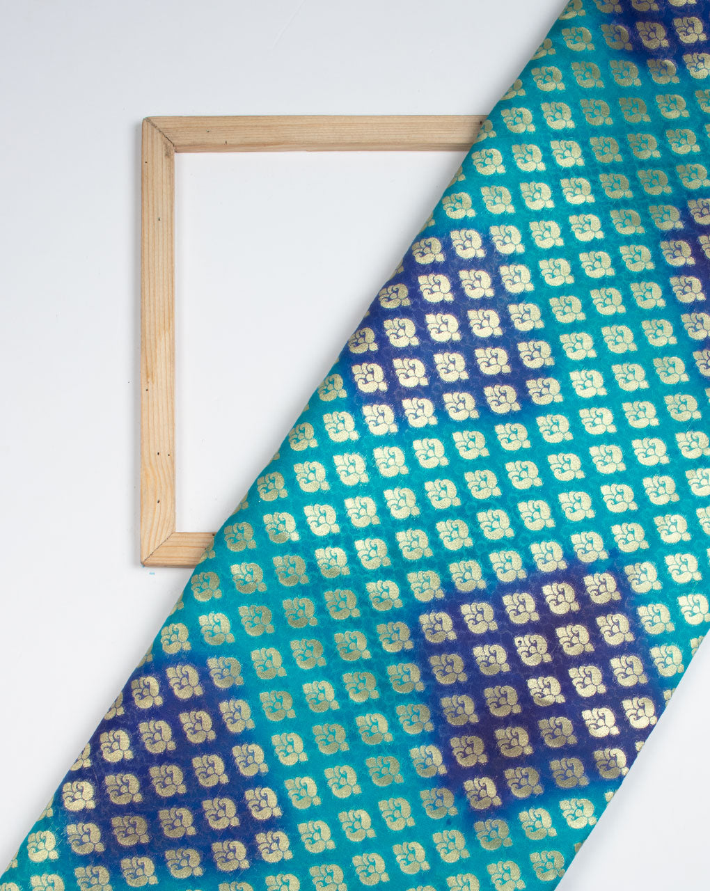 Turquoise Blue Booti Tie Dye Pure Dupion Silk Fabric - Fabriclore.com