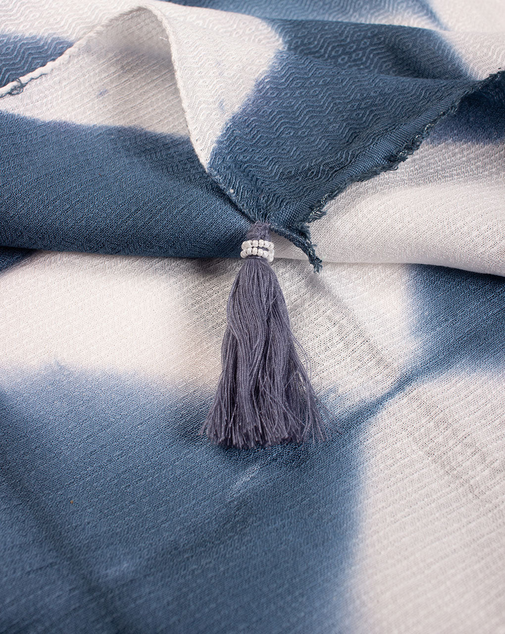 Grey Geometric Tie & Dye Dobby Rayon Dupatta - Fabriclore.com