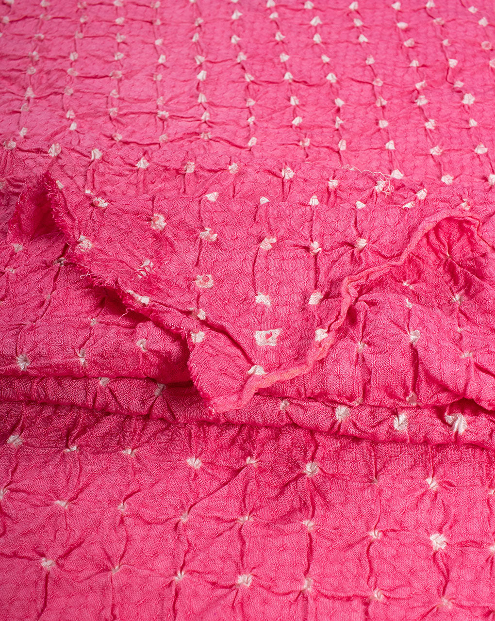 Pink Polka Dots Bandhani Dobby Rayon Dupatta - Fabriclore.com