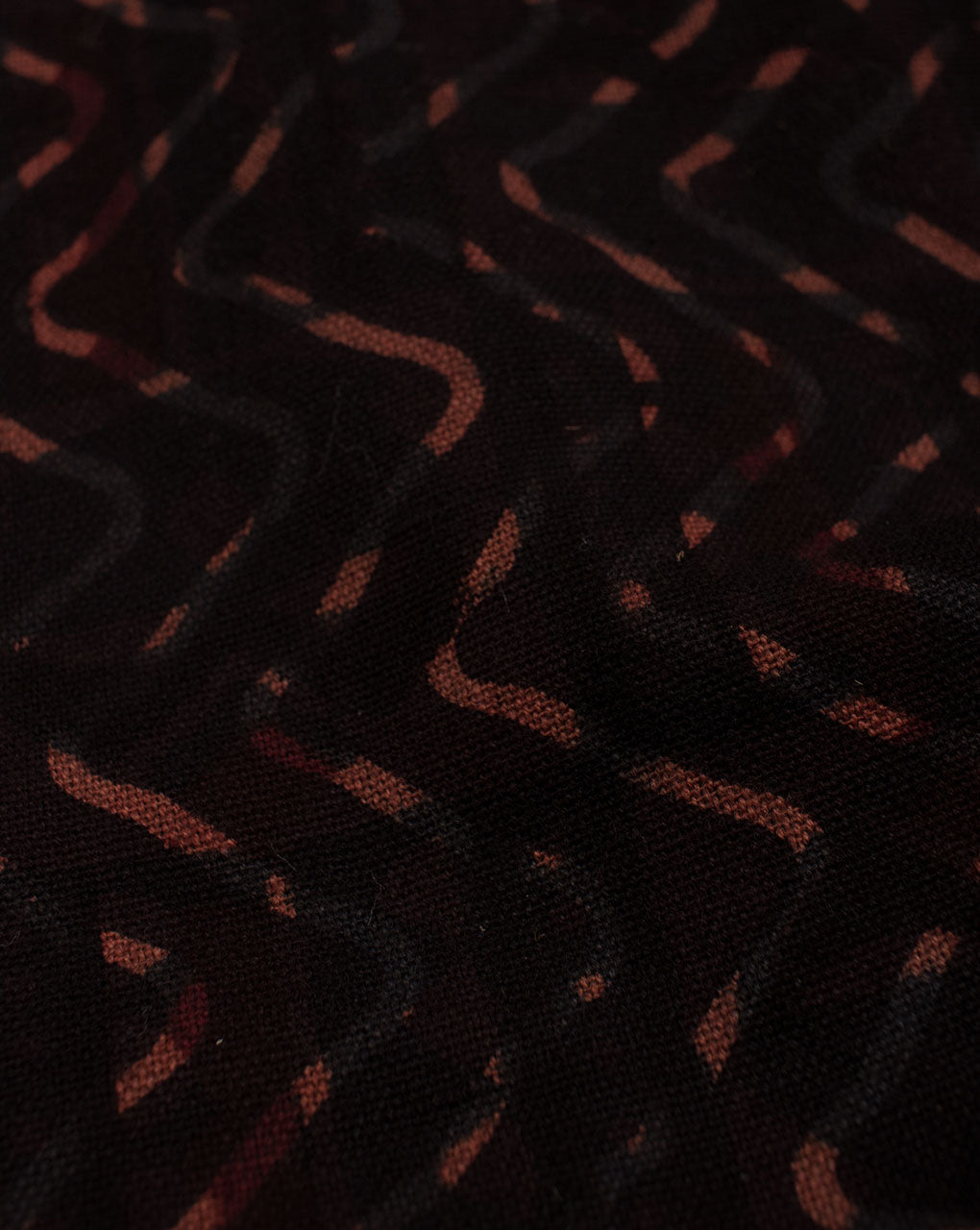 Black Red Chevron Pattern Ajrak Hand Block Natural Dye Cotton Flex Fabric - Fabriclore.com