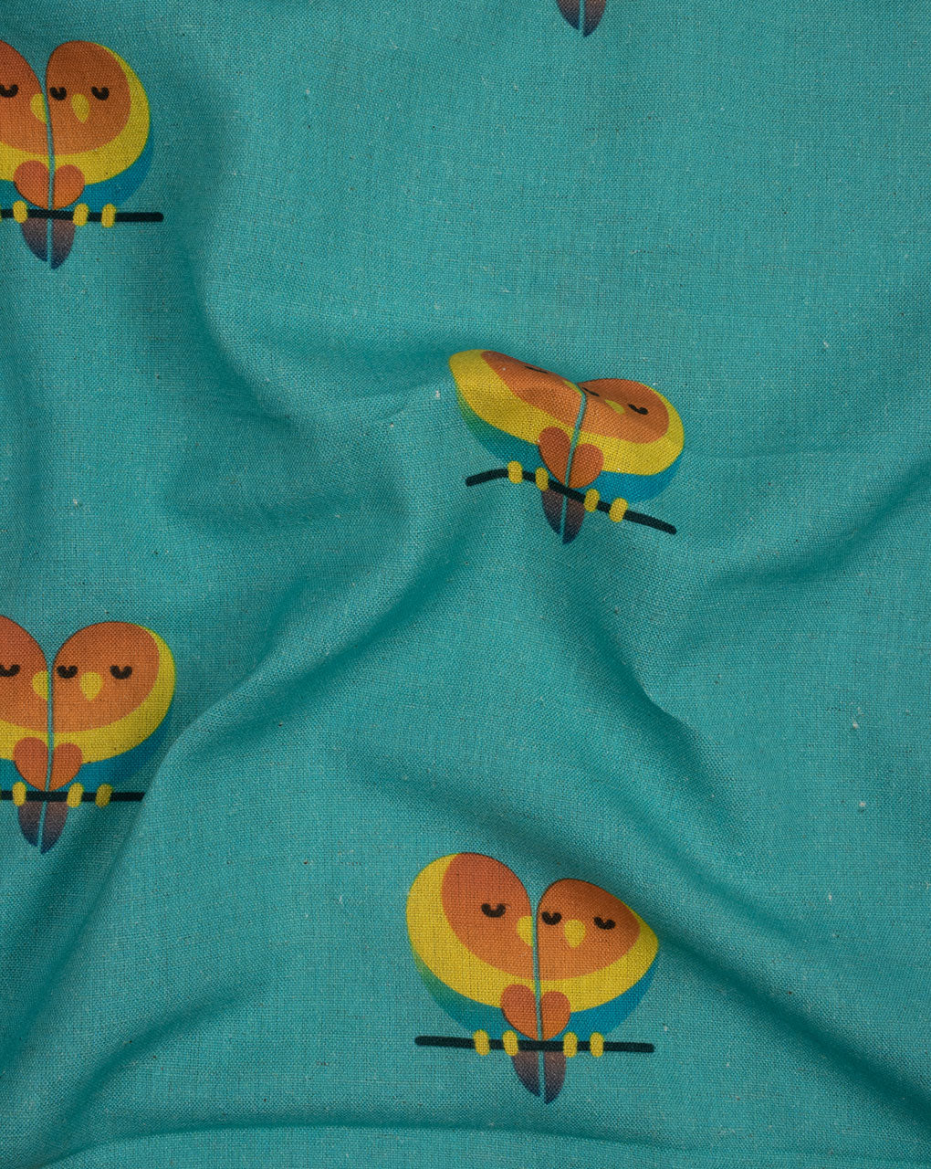Sea Green Yellow Creature Digital Print Flex Cotton Fabric - Fabriclore.com