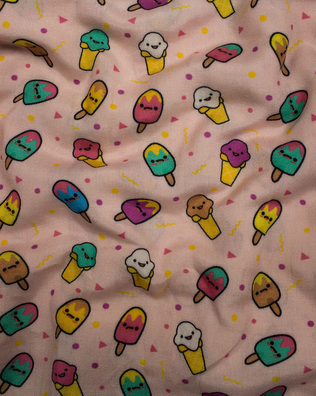 Salmon Pink Objects Pattern Kids Print Digital Print Flex Cotton Fabric - Fabriclore.com