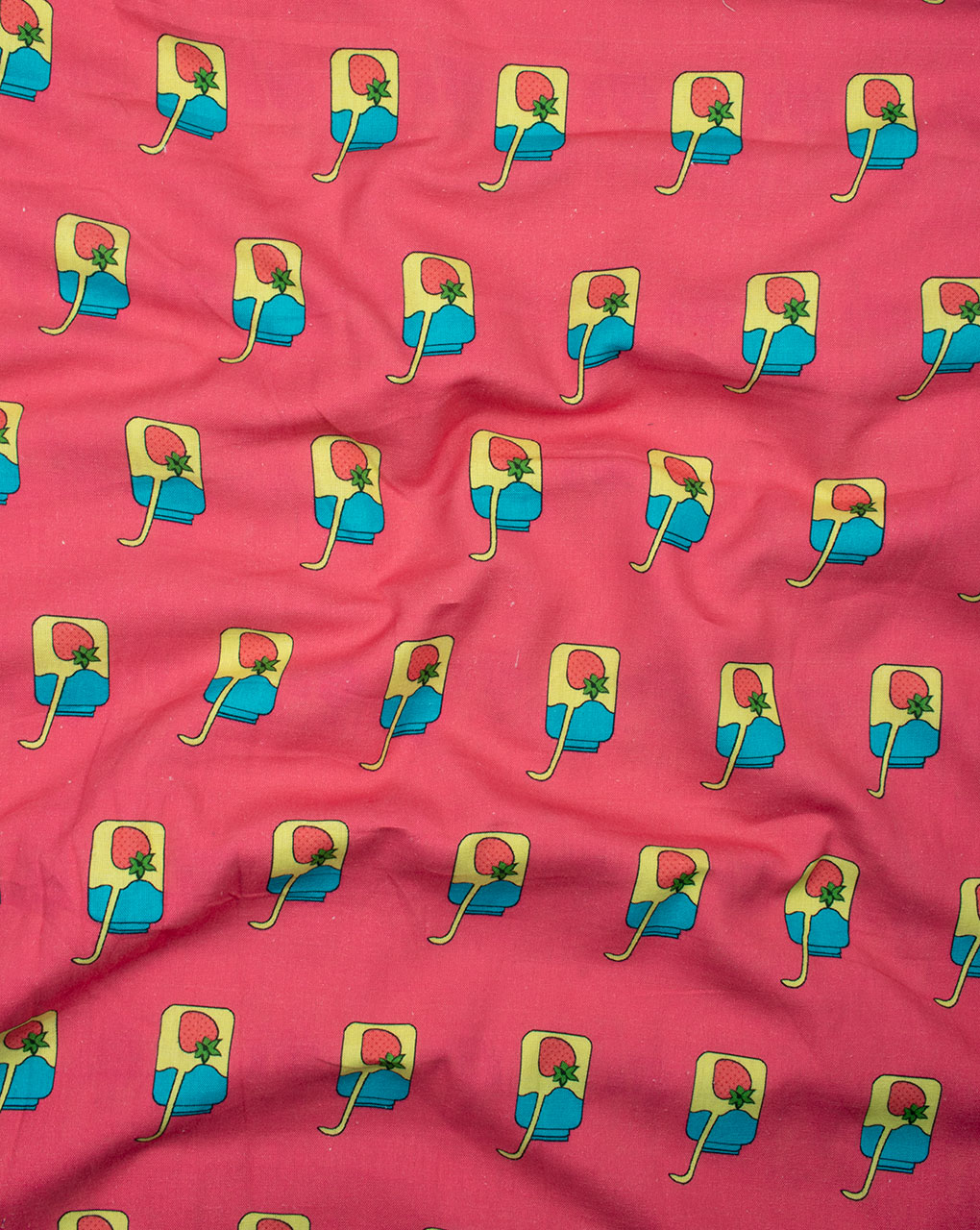 Pink Turquoise Objects Pattern Digital Print Flex Cotton Fabric - Fabriclore.com