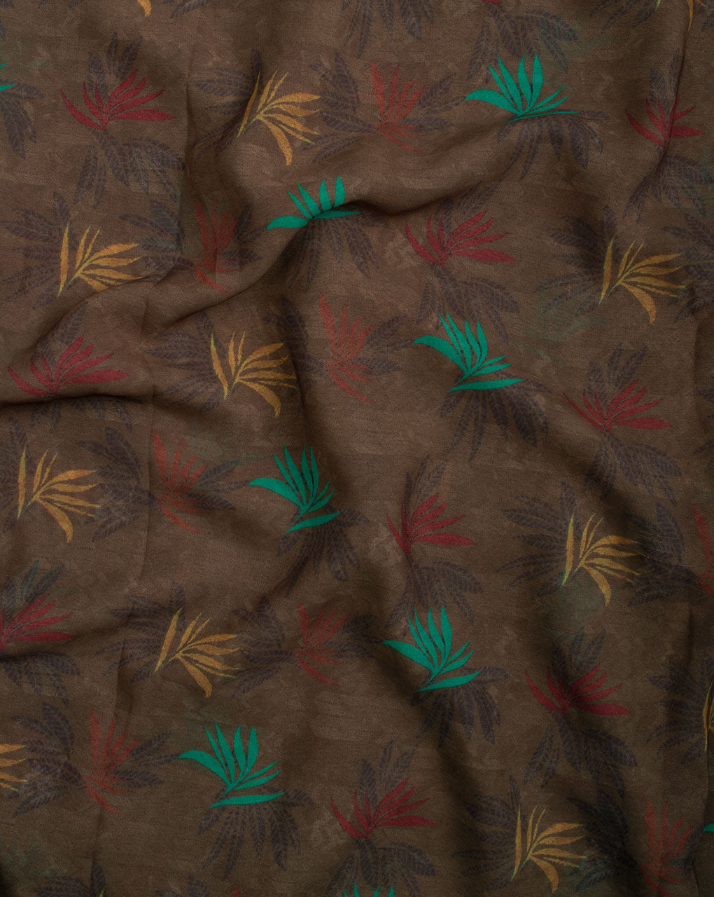 Brown Yellow Floral Pattern Digital Print Georgette Fabric - Fabriclore.com