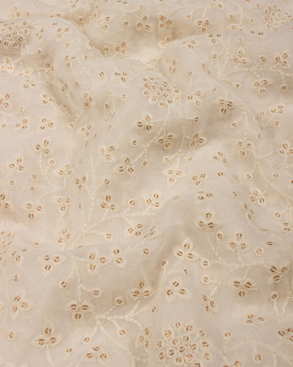Embroidered Sequins Work Dyeable Viscose Georgette Fabric - Fabriclore.com