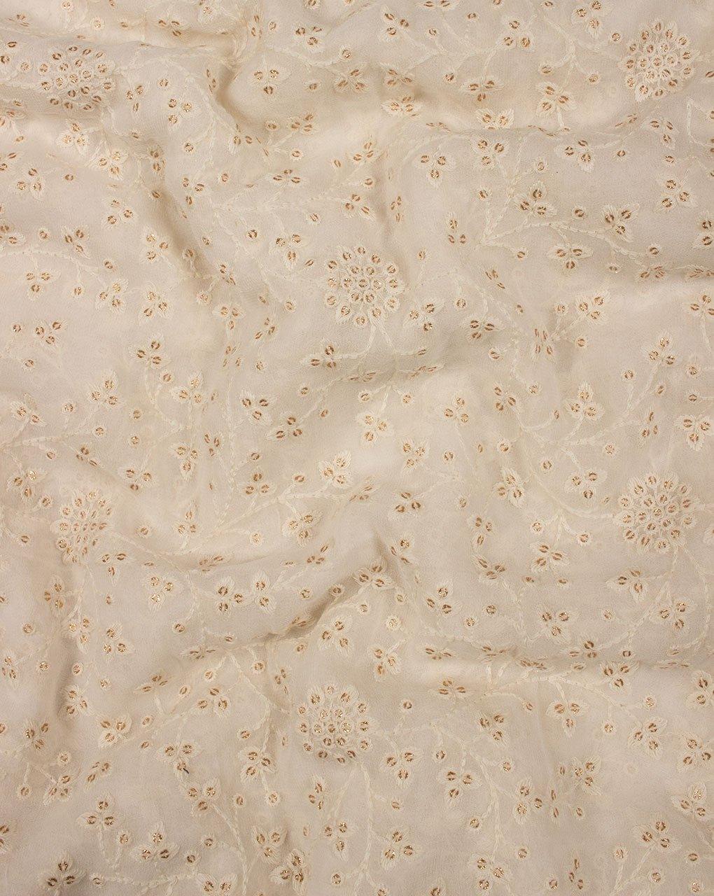 ( Pre-Cut 1.25 MTR ) Heavy Embroidered Sequins Work Dyeable Viscose Georgette Fabric - Fabriclore.com