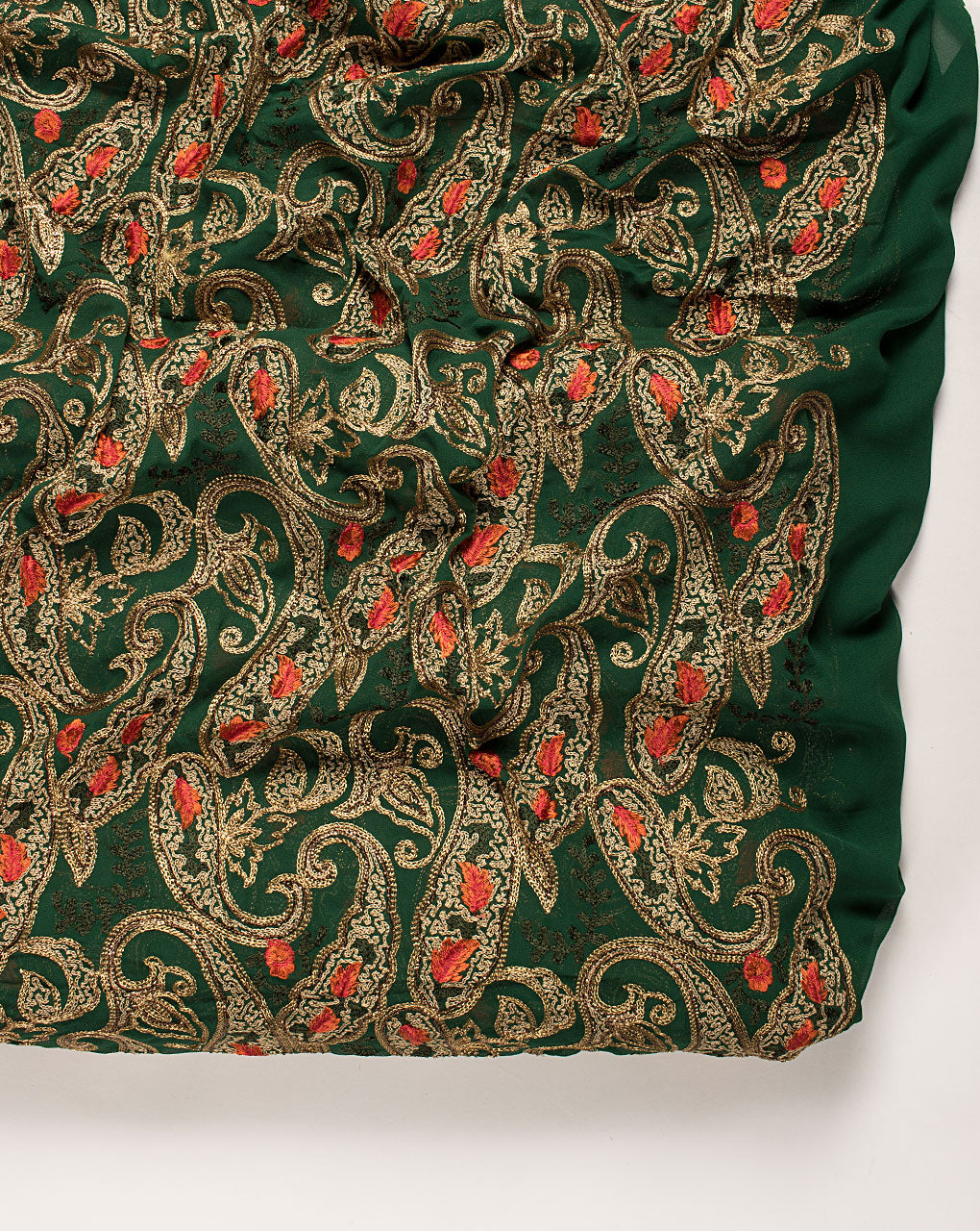( Pre Cut 1 MTR ) Embroidered Zari Work Viscose Georgette Fabric