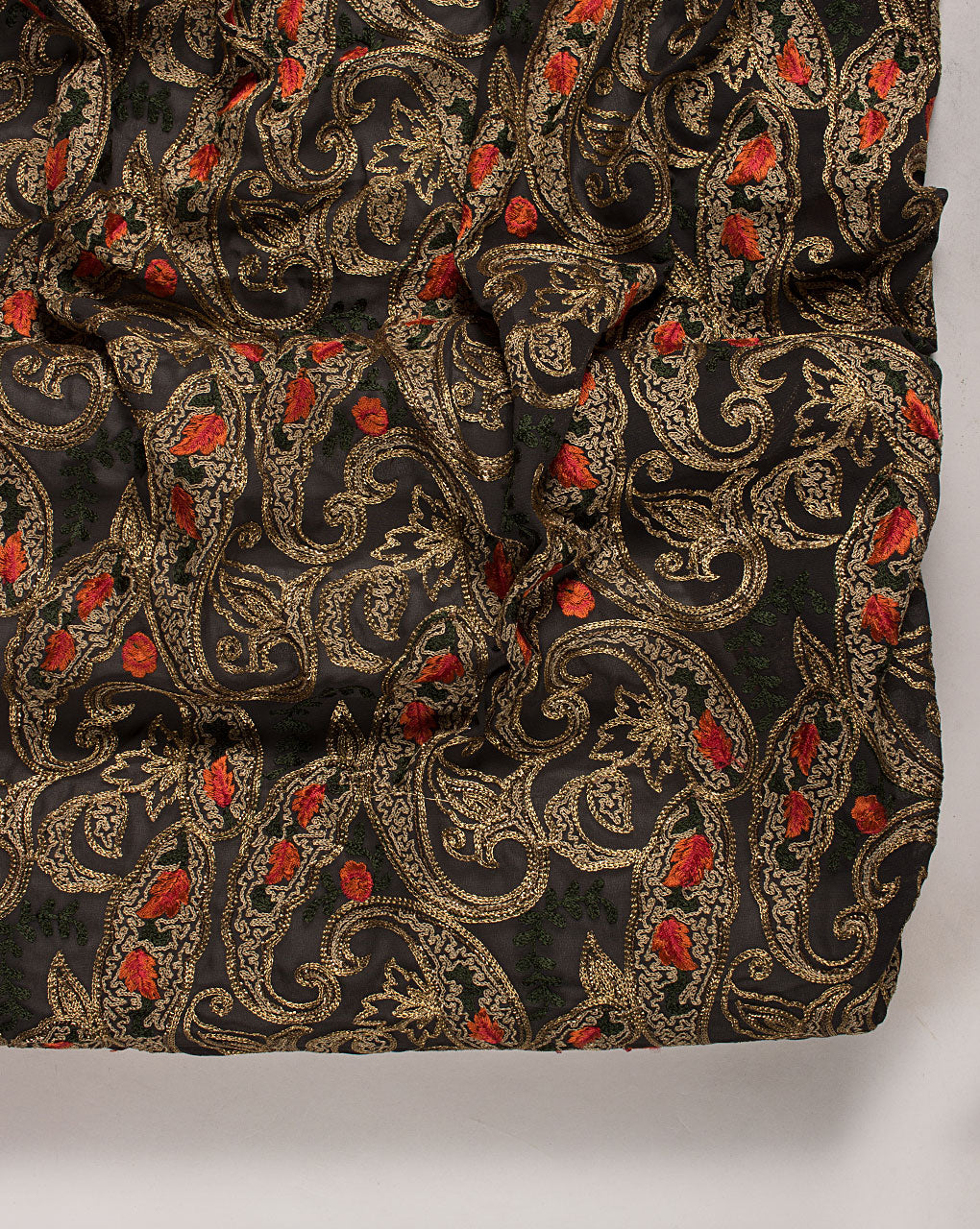 ( Pre Cut 1 MTR ) Embroidered Zari Work Viscose Georgette Fabric