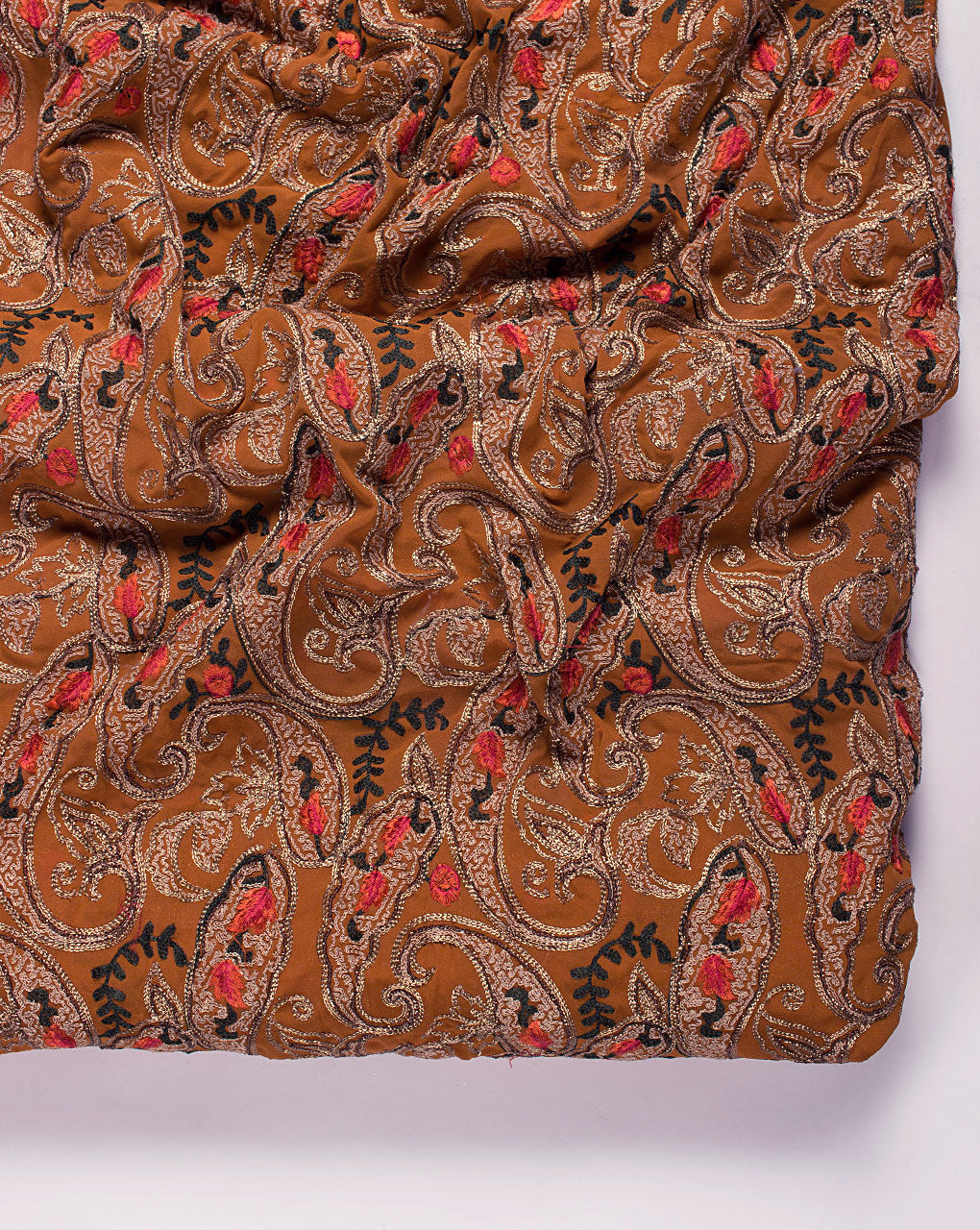 ( Pre Cut 80 CM ) Embroidered Zari Work Viscose Georgette Fabric