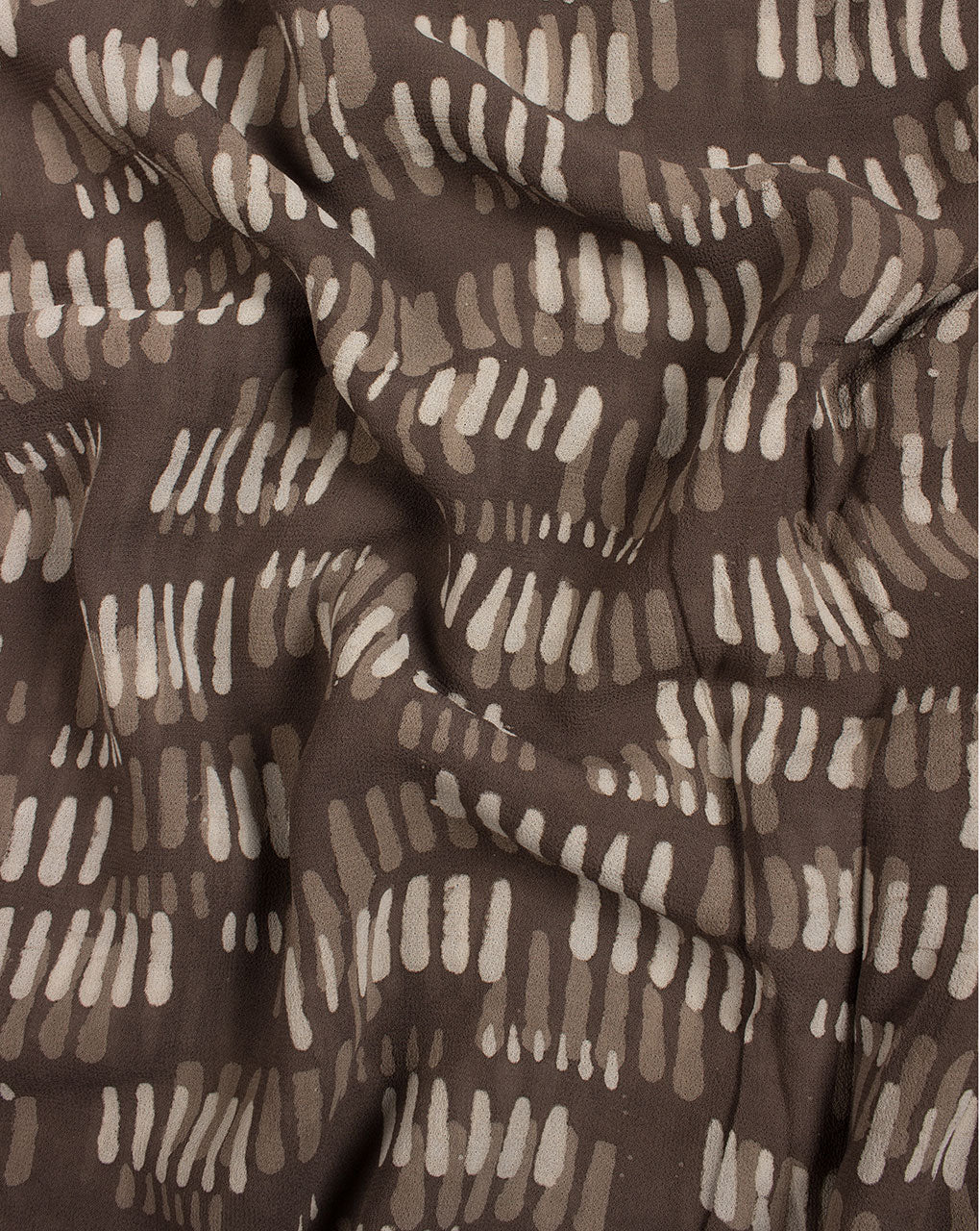 Brown Geometric Pattern Kashish Hand Block Viscose Georgette Fabric ( Width 40 Inch ) - Fabriclore.com