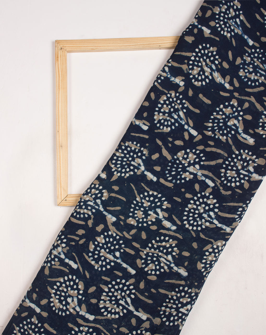 Indigo Hand Block Viscose Georgette Fabric ( Width 40 Inch ) - Fabriclore.com