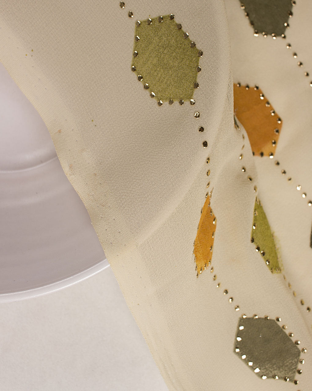 ( Pre Cut 1.5 MTR ) Foil Mukesh Work Georgette Fabric